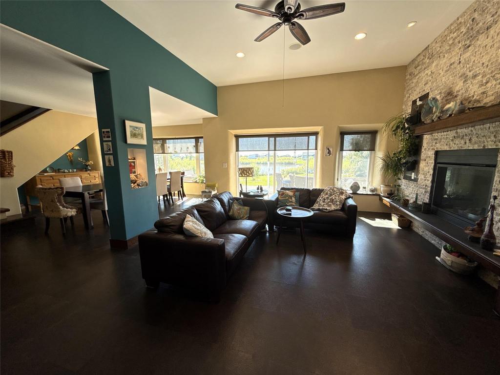 20053 Minerva Road &middot; the living room from the far side, with the teal accent wall