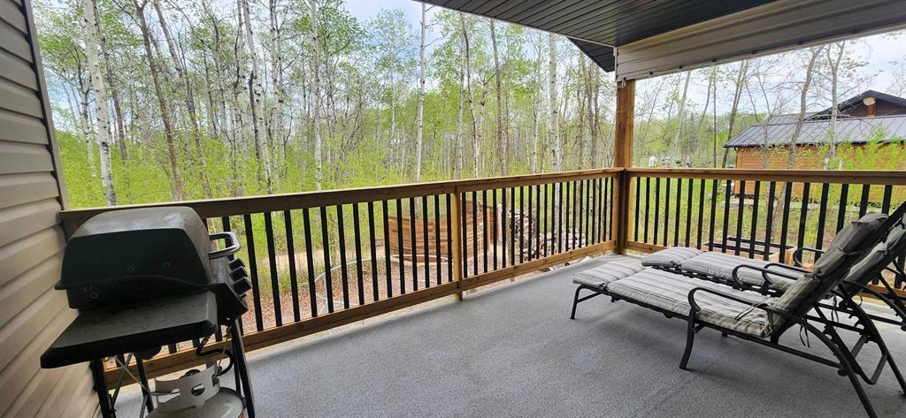 Covered rear deck at 7 Surtsey Road facing the trees
